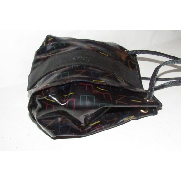 Early Fendi SAS Multi-colored 'FENDI' Logo Print on Black Coated Canvas - Picture 4 of 16